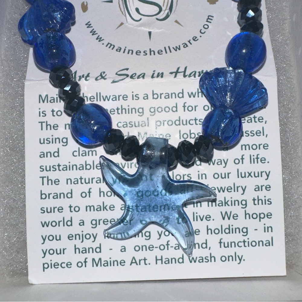 Maine Shellware Blue Starfish Stretch Bracelet NWT